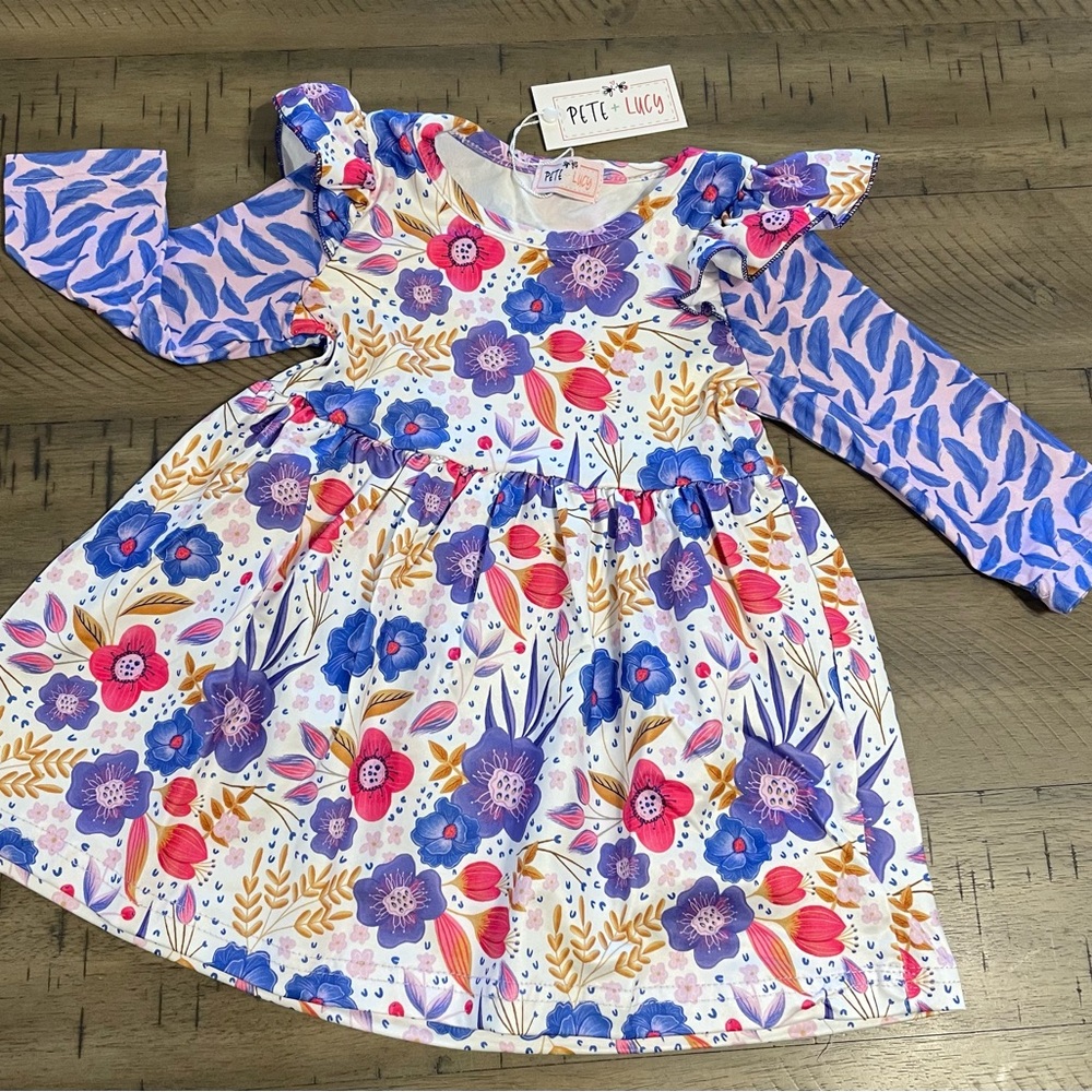 Floral Girls Dress - Multicolor